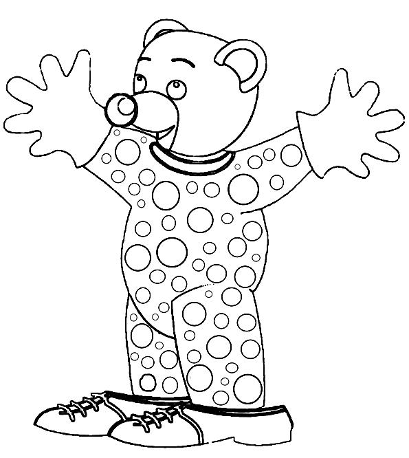 coloriage petit ours brun deguise en clown